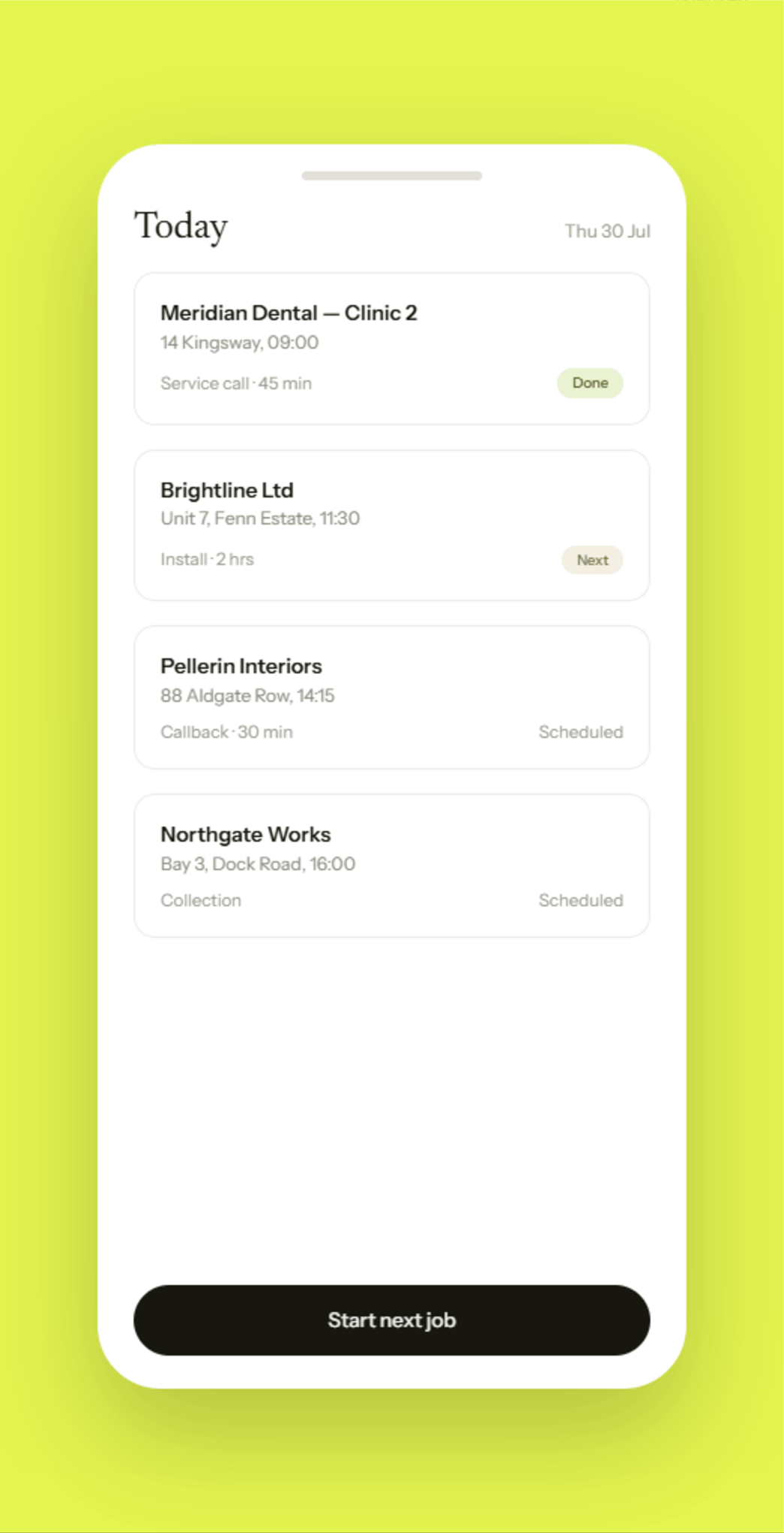 Field team mobile app